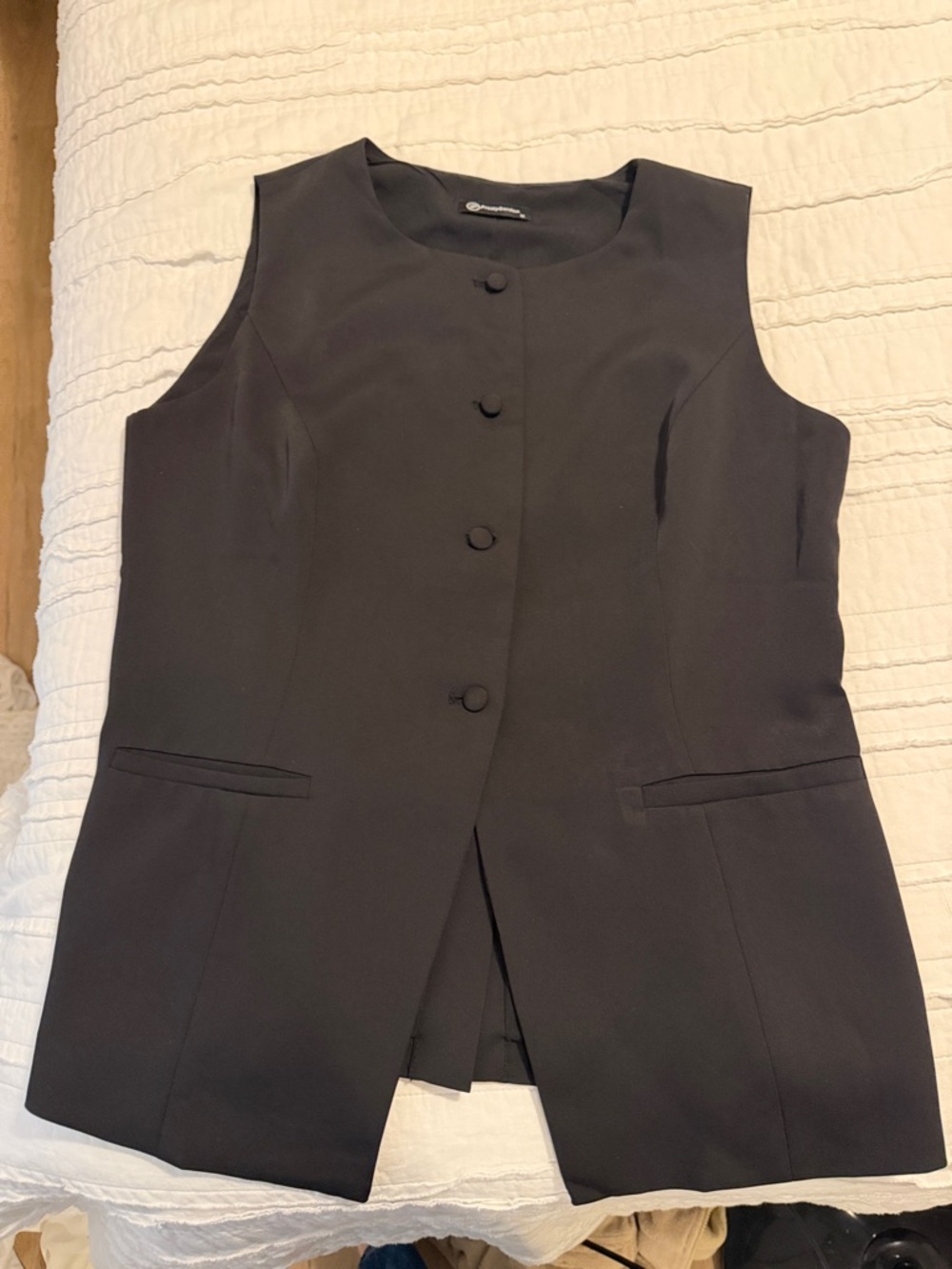 Classic Black Sleeveless Button Front Vest